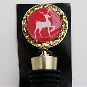 GLITTER GOLD REINDEER WINE STOPPER